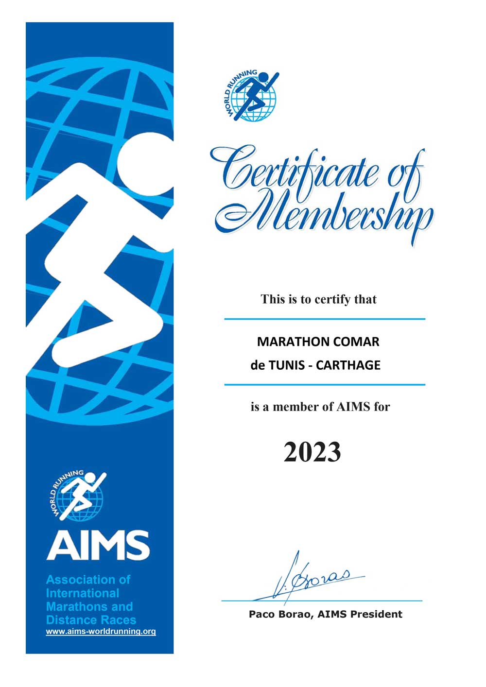 Certificat Marathon 